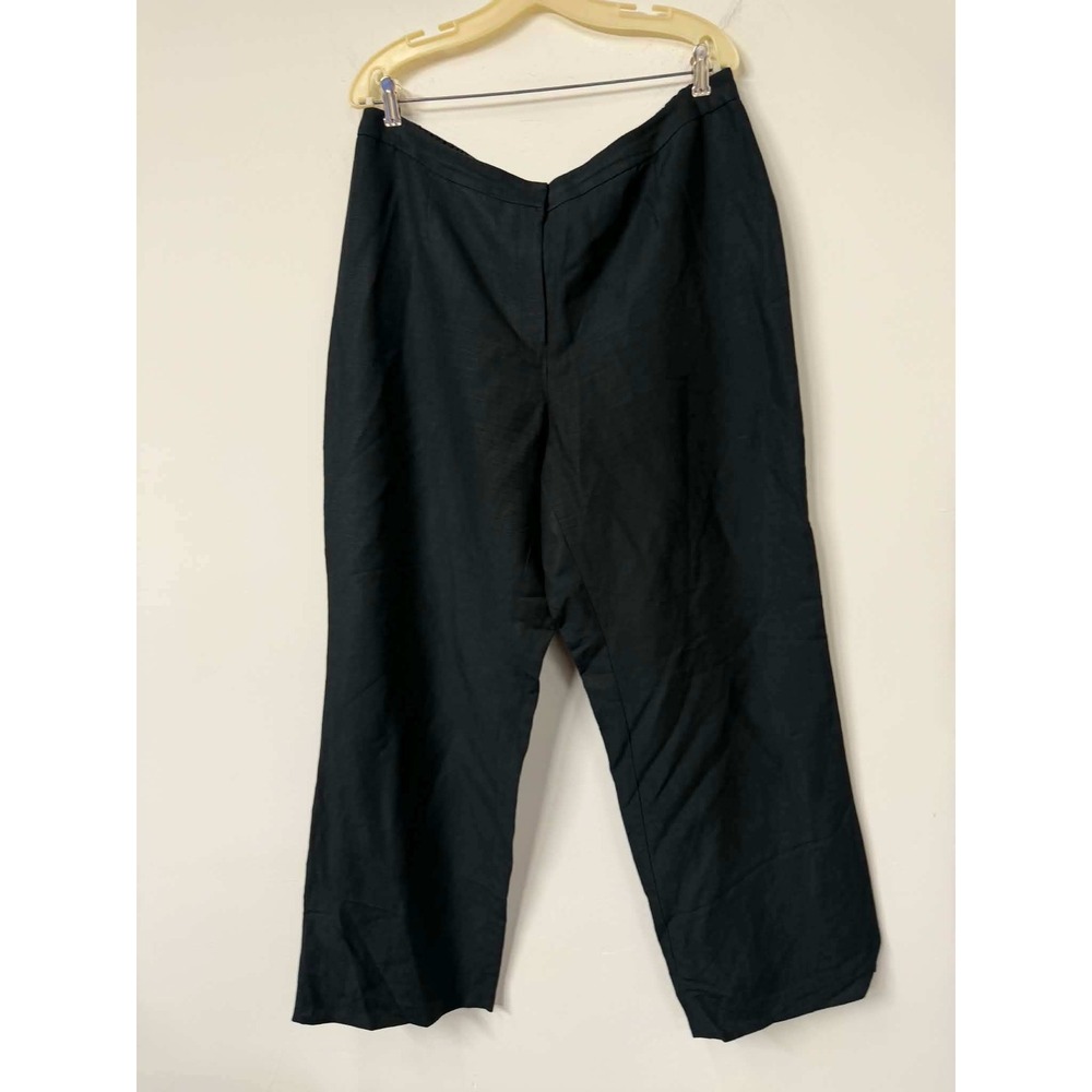Evan-Picone Woman Black Linen Blend Wide Leg Suit Pants Plus Size 16W High Rise
